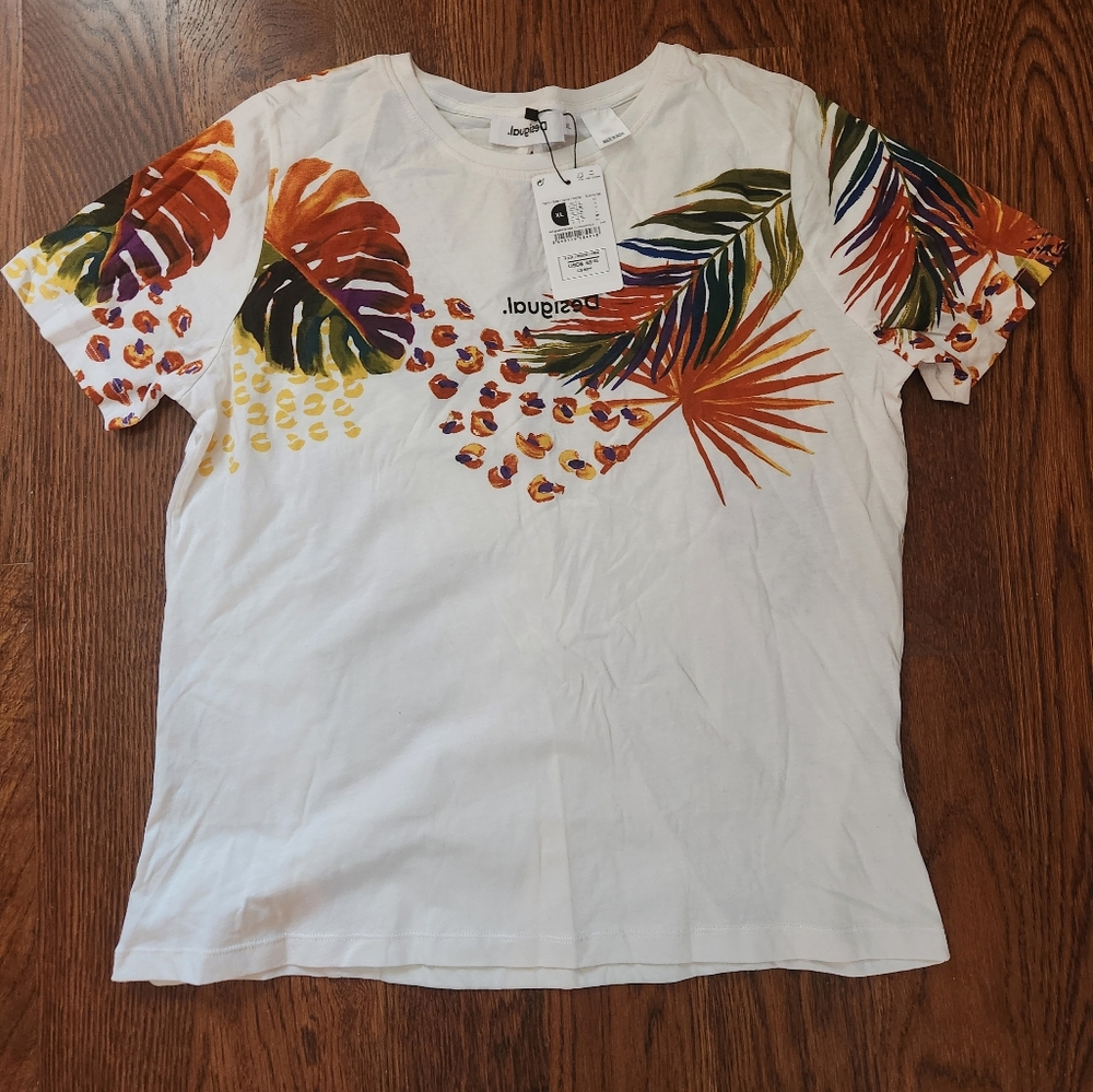 NEW desigual size XL tee tropical print